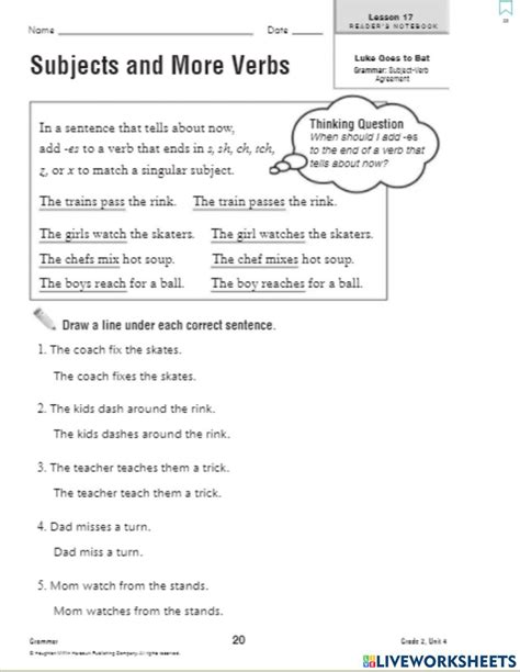 Present Tense Verbs Worksheet For 2nd Live Worksheets