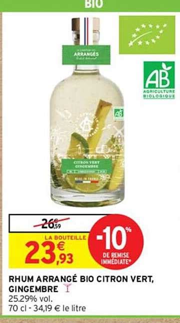 Promo Rhum Arrangé Bio Citron Vert Gingembre Chez Intermarché Icataloguefr