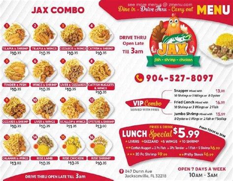 Online Menu Of Jax Fish Shrimp And Chicken Restaurant Jacksonville