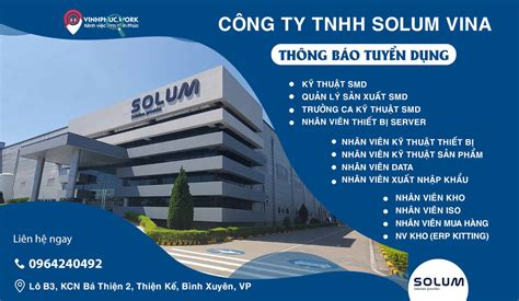 Công Ty Tnhh Solum Vina Thông Báo Tuyển Dụng 12 Vị Trí Quản Lý Kỹ