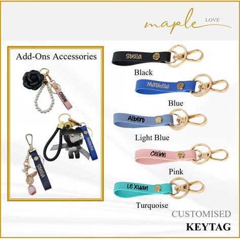 Sg Stock Customised Personalised Name Pu Leather Rectangle Keytag