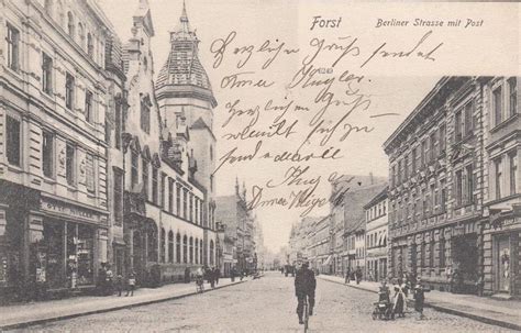 Forst Lausitz mit Berliner Strasse und Postamt 1904 Straße Poster