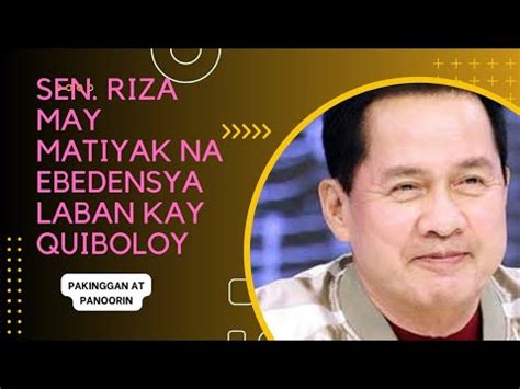 SENATOR RIZA HONTIVEROS MAY MATIBAY NA EBEDENSYA LABAN KAY QUIBOLOY