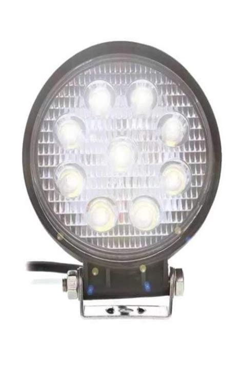 Farol Milha Auxiliar Led Redondo Fino 12 24v 27W 9 Leds 6000k Machado