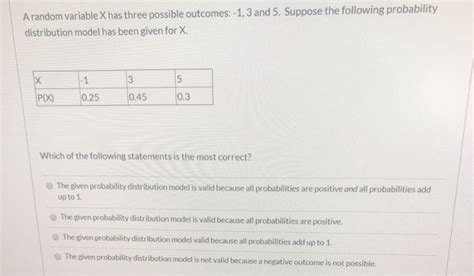 Solved A Random Variable X Has Three Possible Outcomes Chegg