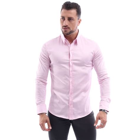 Camisa Social Algod O Eg Pcio Rosa Claro Manga Longa