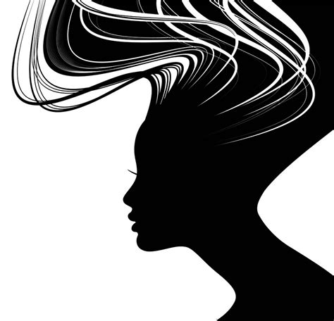 Woman Silhouette Face Illustration Black Long Hair Beauty Shadow Png