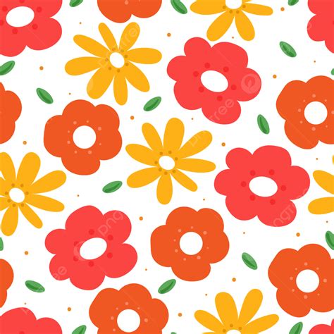 Seamless Pattern Cartoon Flower And Leaves Flower Clipart Cartoon