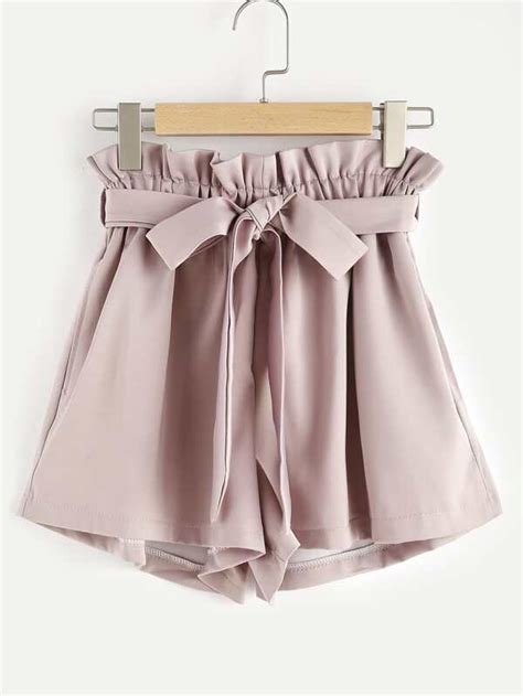 Frill Waist Self Tie Shorts Shein Uk