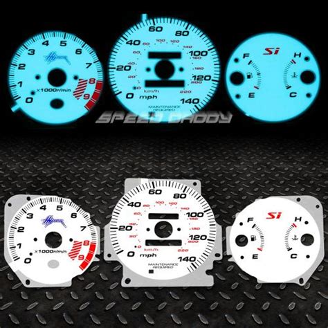 Find Blue Reverse El Indiglo Glow White Gauge Dash Face For Civic