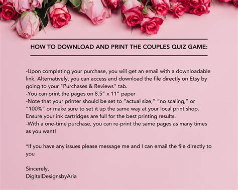 Valentines Day Couples Quiz Game Printable Valentines Day Game Pdf