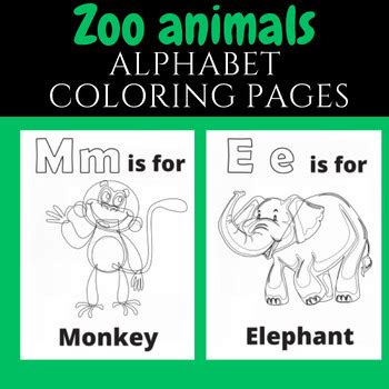 Zoo Animals Alphabet Coloring Pages, Alphabet activity sheets | TPT