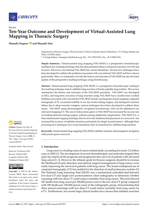 Pdf Ten Year Outcome And Development Of Virtual Assisted Lung Mapping