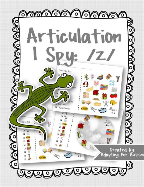 Articulation Activity Z I Spy Game Three Levels Of Difficulty For Fun Articulation Practice