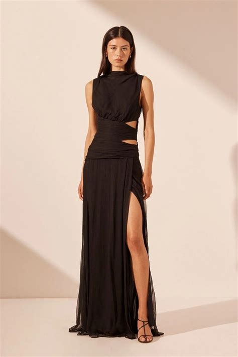 Claude Cut Out Side Split Maxi Dress Black Dresses Shona Joy In