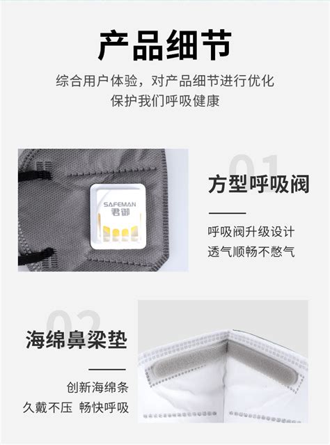 Safeman君御 G9541 Kn95耳带式折叠带阀活性炭口罩（单片盒装） 耳戴式 新明辉商城