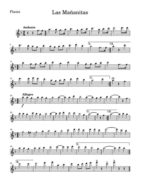 Las Mañanitas Flute Sheet Music Pdf