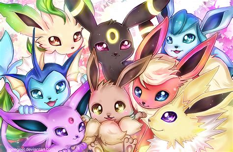 Eevee Espeon Flareon Glaceon Jolteon Leafeon Pokemon Sylveon Umbreon