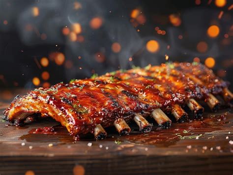 Costillas De Repuesto Picantes A La Parrilla De Una Barbacoa De Verano