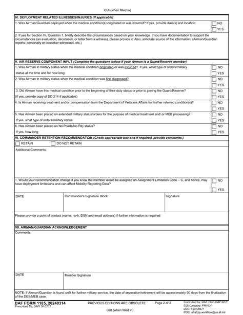 Daf Form 1185 Fill Out Sign Online And Download Fillable Pdf