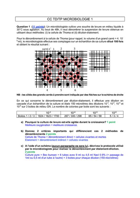 Corrig Examen Microbio Td Tp Janvier Cc Td Tp Microbiologie