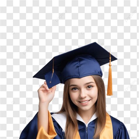 A Graduate Girl Wearing Hat And Gown Touching A Graduate Girl Wearing