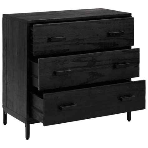 RHO Commode Noir 75x35x70 cm Bois de pin massif recyclé DX9023