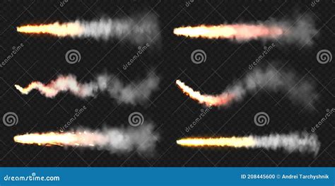 Realistic Space Rocket Launch Trails Fire Burst Explosion Missile Or