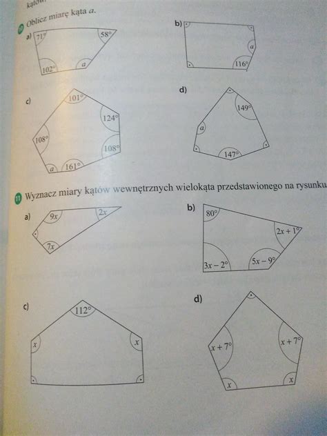 Oblicz Miar K Ta A Wyznacz Miary K T W Wewn Trznych Wielok Ta