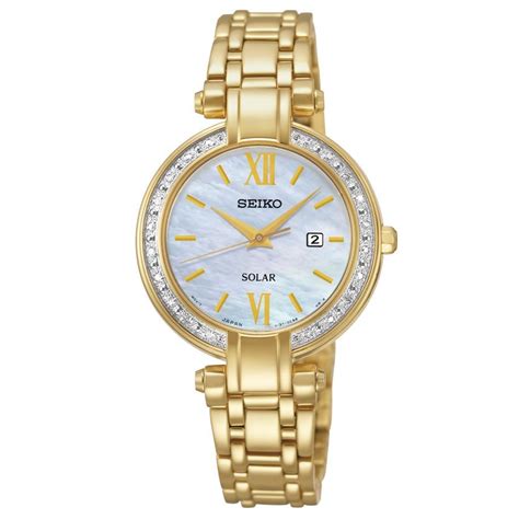 Seiko Womens Sut182 Gold Tone Stainless Steel Tressia Analog Display Watch In 2020