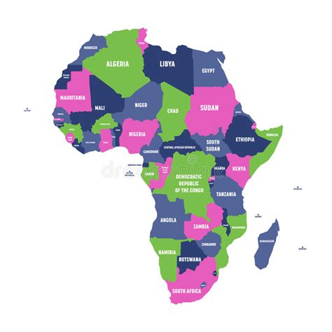 Mapa Político Multicolor Del Continente De África Con Las Etiquetas De