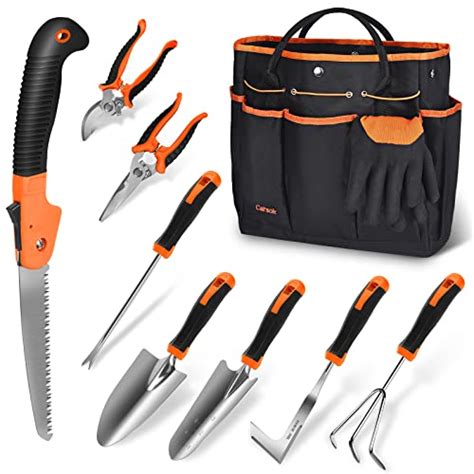 Garden Tools Set Carsolt 10 Piece Stainless Steel Heavy Duty Gardening Tools Set For Planting