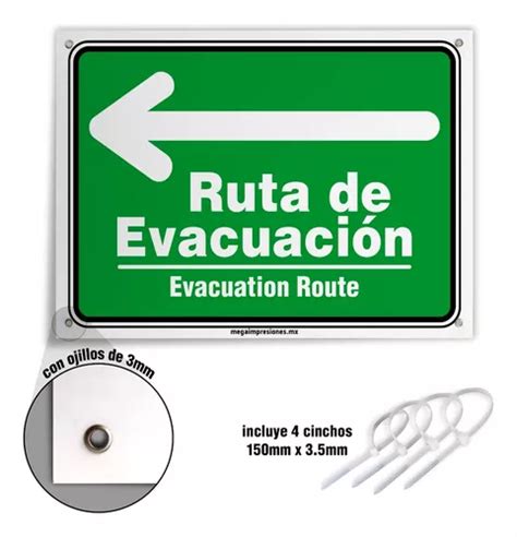 Señaletica Letrero Ruta De Evacuacion Izquierda 21x30