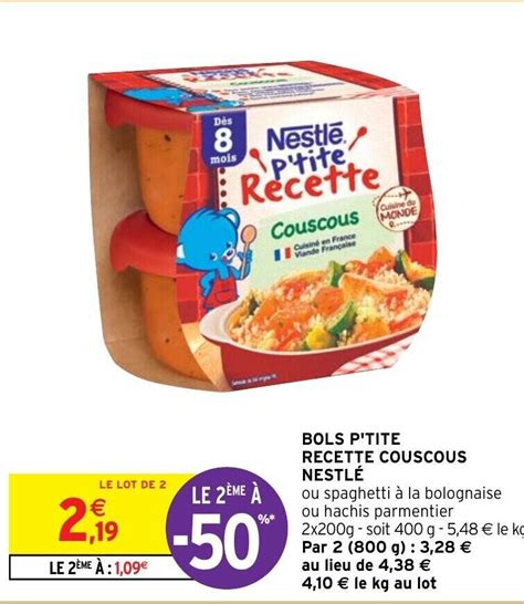 Promo Bols P Tite Recette Couscous Nestl Chez Intermarch