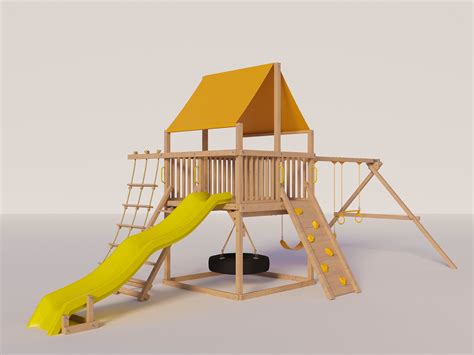 Playhouse Build Plans for Kids, Playhouse Plan With Slide, Climbing and ...