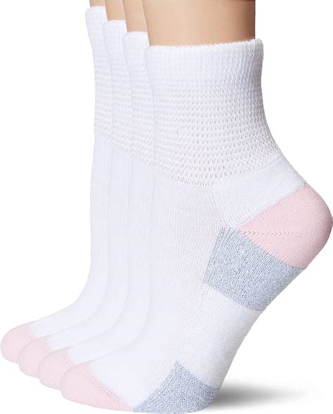 Medipeds Womens Diabetic Quarter Socks With Nanoglide 4 Pack Health And Household