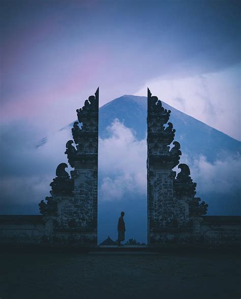 HD wallpaper: gate, silhouette, loneliness, fog, bali, indonesia ...