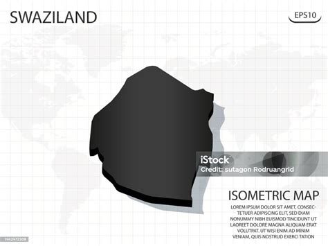 세계 지도 배경에 스와질란드의 3d 지도 검정 벡터 현대 아이소메트릭 개념 인사말 카드 그림 Eps 10 0명에 대한 스톡 벡터