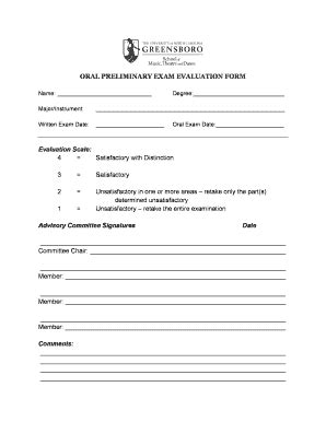 Fillable Online Vpa Uncg Oral Preliminary Evaluation Form Vpa Uncg