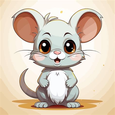 Rat N De Dibujos Animados Con Orejas Grandes Y Ojos Grandes Sentado En