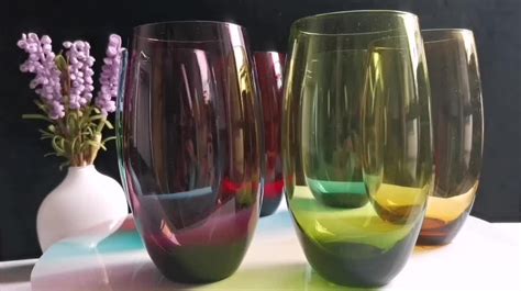 Wholesale High Quality Handmade Water Juice Glass Art Colorful Table Drinking Glassware Stemless