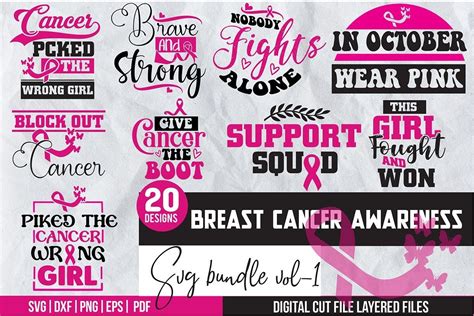 Breast Cancer Awareness Svg Bundle Vol Bundle Creative Fabrica