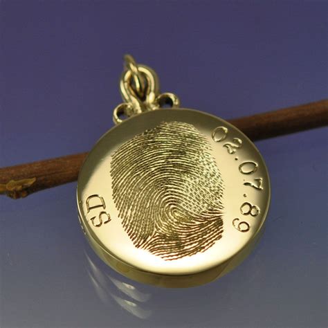 Fingerprint Pendant In 14k Yellow Gold Memorial Jewelry Fingerprint