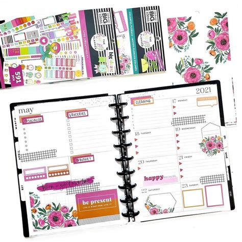 An Open Planner Book With Flowers On It