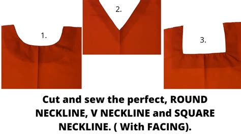 How To Cut And Sew 3 Necklines With Facing 3 Most Important Necklines For Beginners Youtube