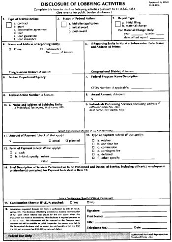 40 CFR Appendix B To Part 34 Disclosure Form To Report Lobbying CFR