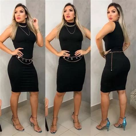 Vestido Tubinho Midi Evang Lico Gola Alta Elegante Canelado Mercadolivre