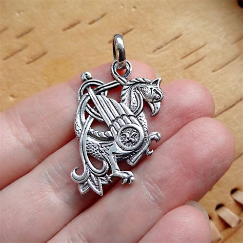 Griffin Necklace Gryphon Pendant Celtic Griffin Etsy