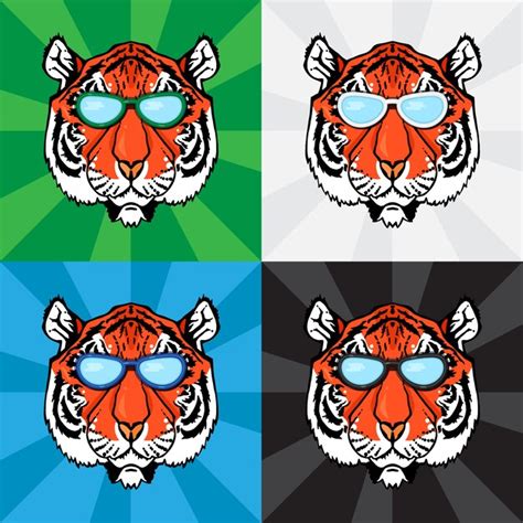 Premium Vector Tiger Head With Glasses