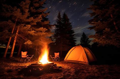 Premium Photo | Stars and Flames camping night photo